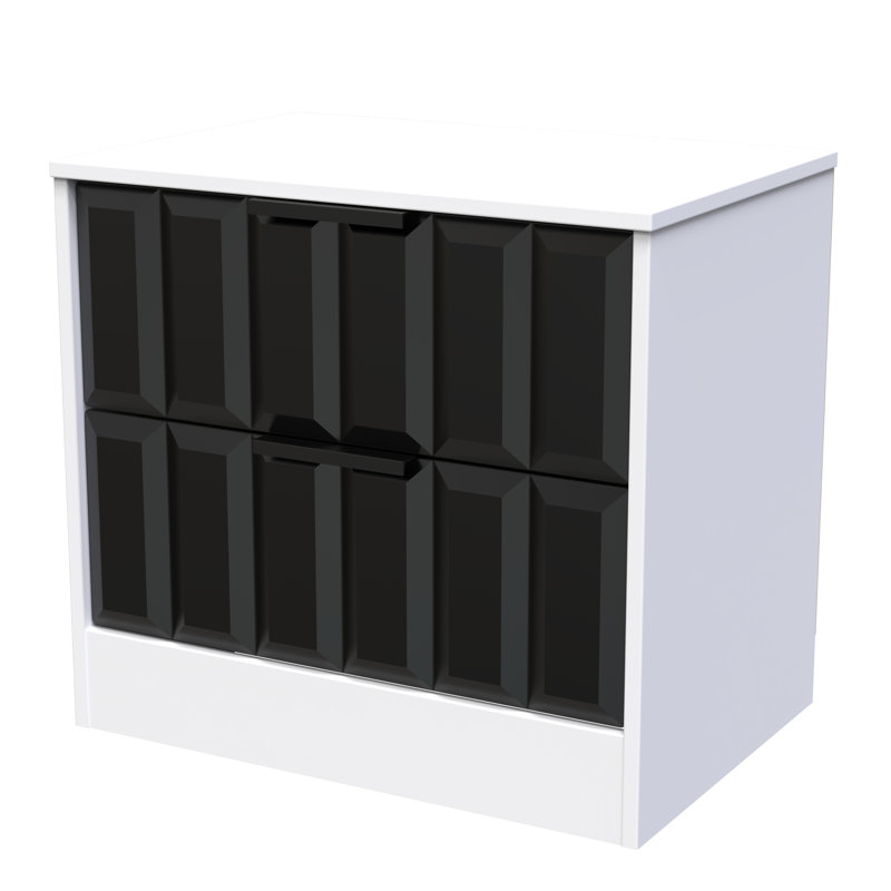 Besian 58cm W Manufactured Wood Bedside Table, Deep Black/White