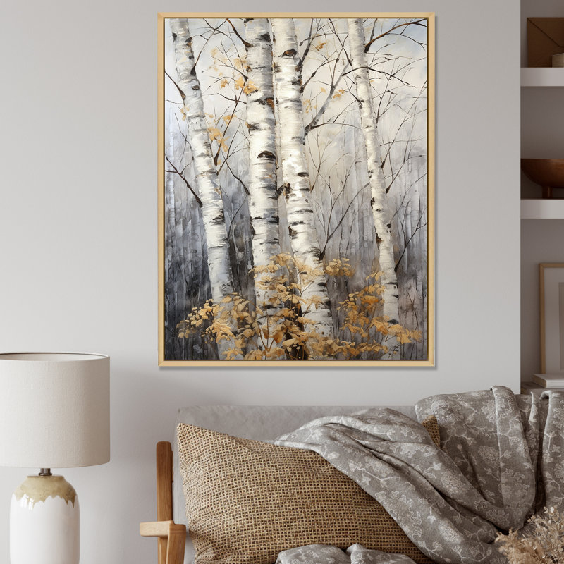 Art mural sur toile de bouleau, reproduction naturelle de la forêt argentée - Souffle de bouleau argenté I