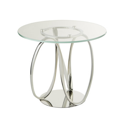 Chamille Glass Top Frame Round Side Table