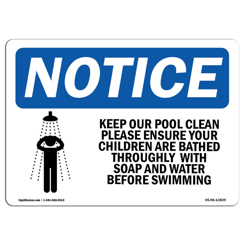 Keep Our Pool Clean Please Ensure Sign