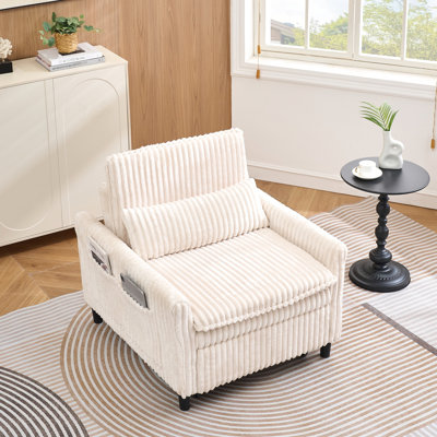 Fauteuil beige pour petit appartement Espace chambre Balcon Petit canapé-lit Petit canapé-lit avec coussin