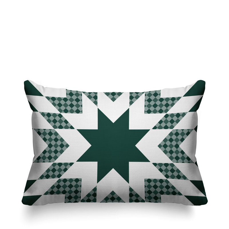 Outdoor Reversible Throw Pillow, Emerald