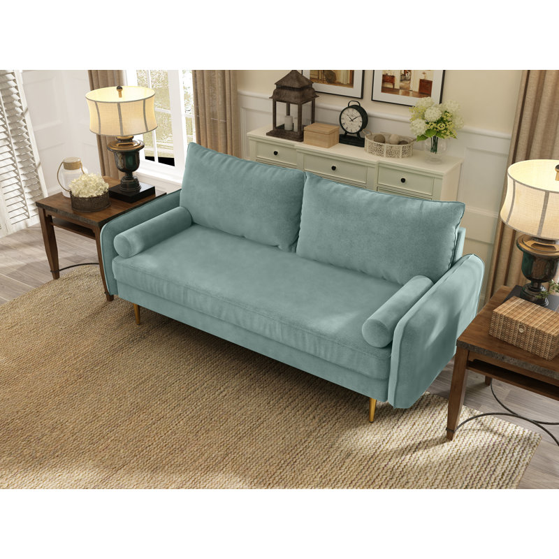 Ranallo 70" Velvet Round Arm Sofa, Light Gray Velvet