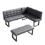 2 Piece Modern Dark Gray Faux Leather Corner Bench And Backless Bench With Tufted Upholstery And Metal Legs
