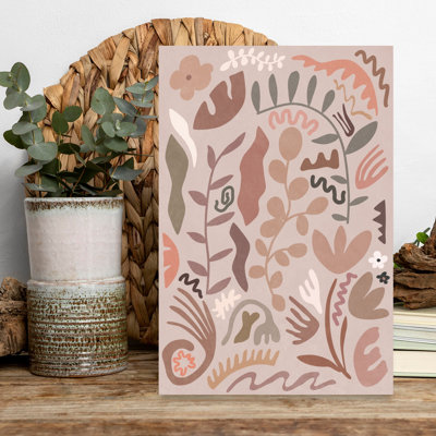 Earthy Botanical Shapes Abstract Geometric Rustic Flower Nature Wall Art