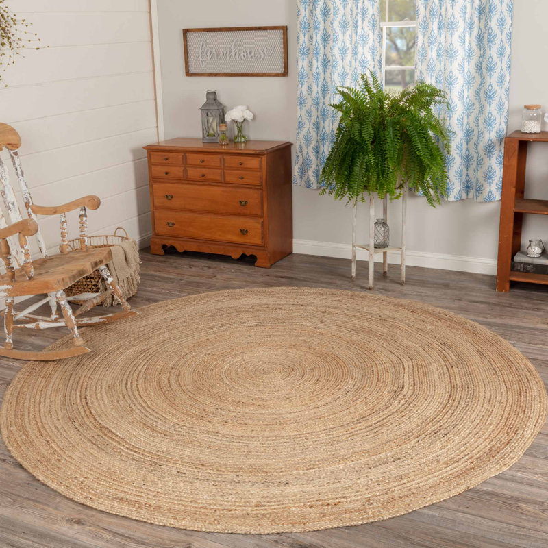 Festive Finds Round Braided Jute Natural Area Rug, Round 3'