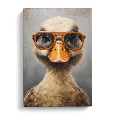 Duck With Glasses Painting - Wrapped Canvas