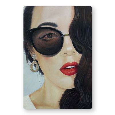 Fashionable Sunglasses - Brown Figurative Metal Print Decor