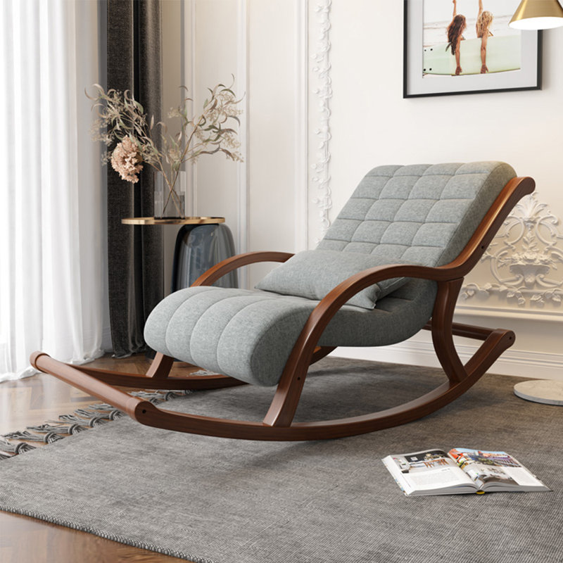 Chaise berçante en bois massif, Gris