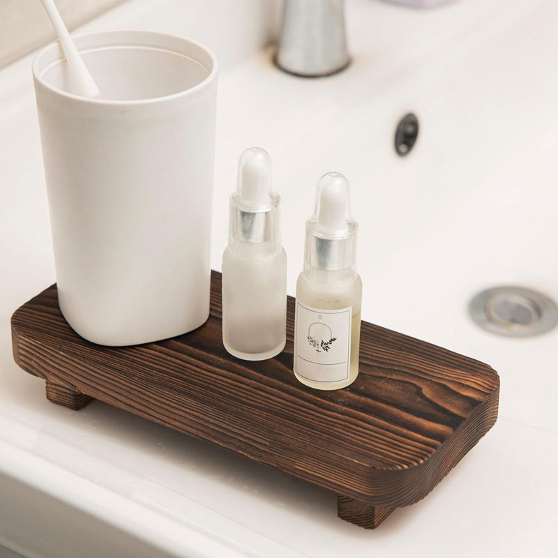 Dish Soap Tray Wood Tray for Kitchen Counter