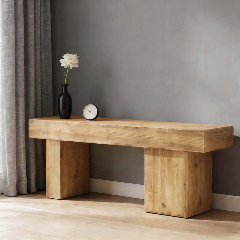 Banc en bois polyvalent pour le vestibule et la chambre à coucher, Naturel