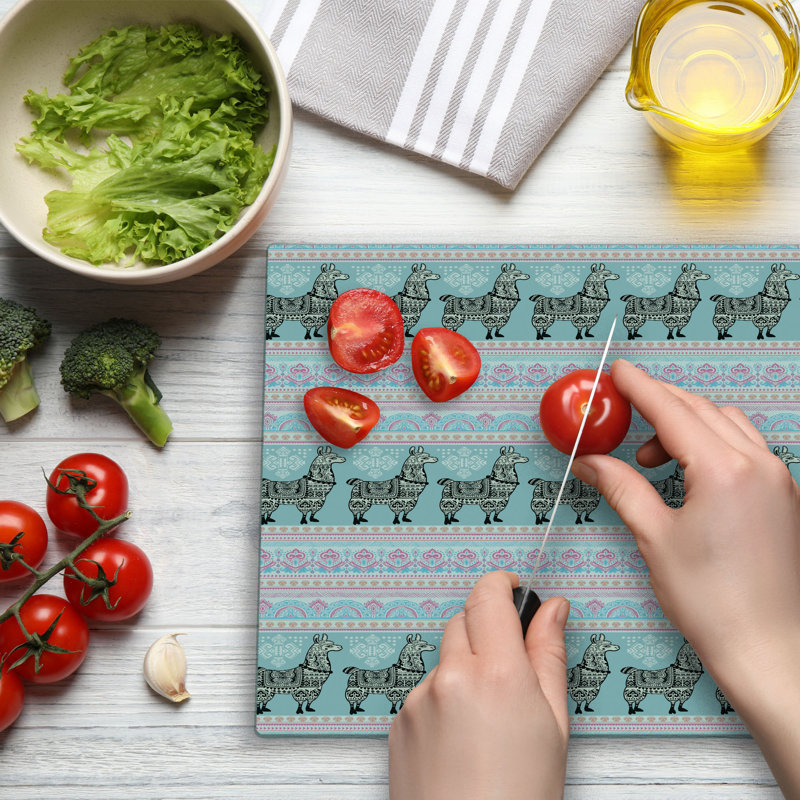 Ambesonne Llama Cutting Board Large Patterned Alpaca Multicolor