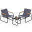 3 PCS Patio Bistro Set with Cushions & Tempered Glass Coffee Table for Balcony, Lawn
