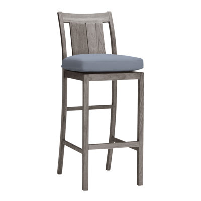 Croquet Teak Outdoor 24.5'' Counter Stool with Cushion