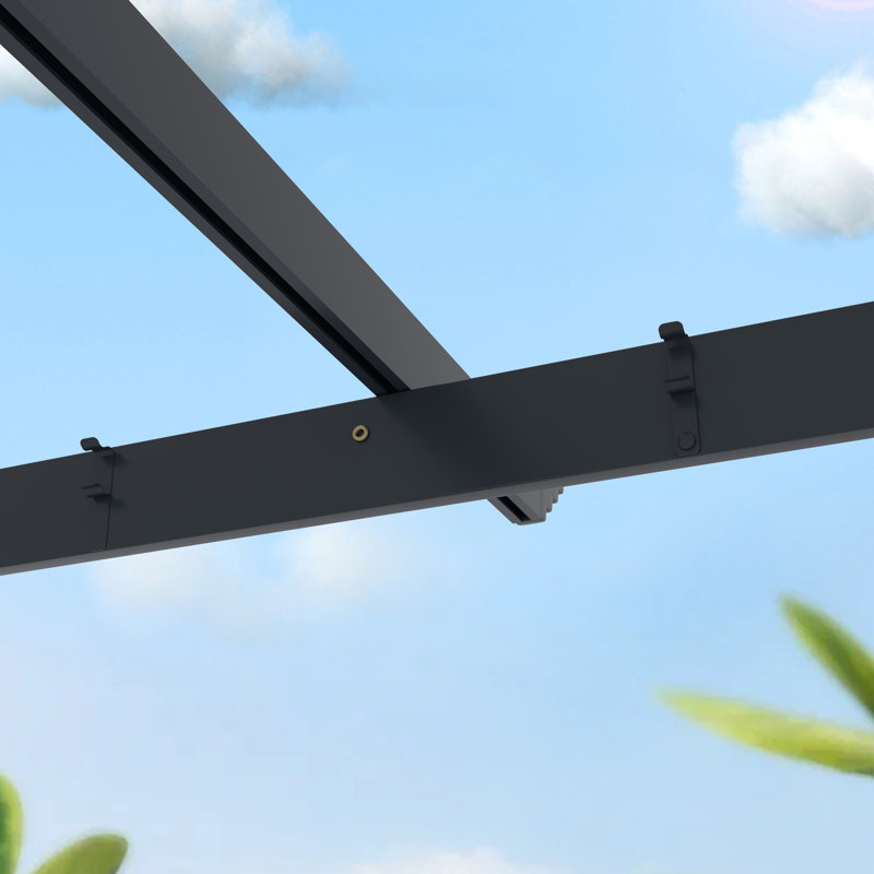 Aluminum Pergola with Canopy, 96" H x 156" W x 113.7" D, Gray