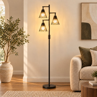 Lampe sur pied à branches 70 "à intensité variable avec abat-jour intérieur non éblouissant, 3 ampoules incluses