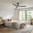 56" Solid Wood Blades Dimmable Propeller Ceiling Fan with LED Light and Remote Control, 3 Color Lights, 6-Speed Reversible DC Motor