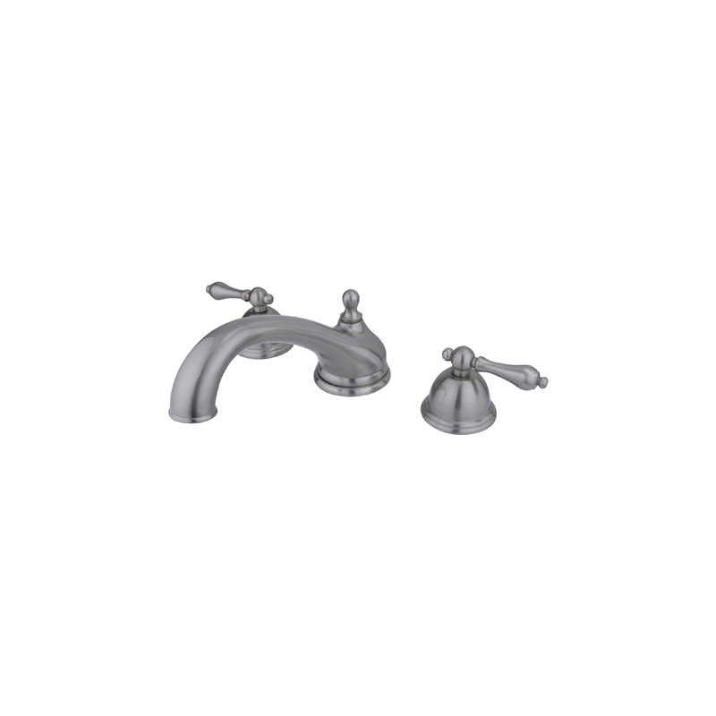 Double Handle Deck Mounted Roman Tub Faucet, Brushed Nickel