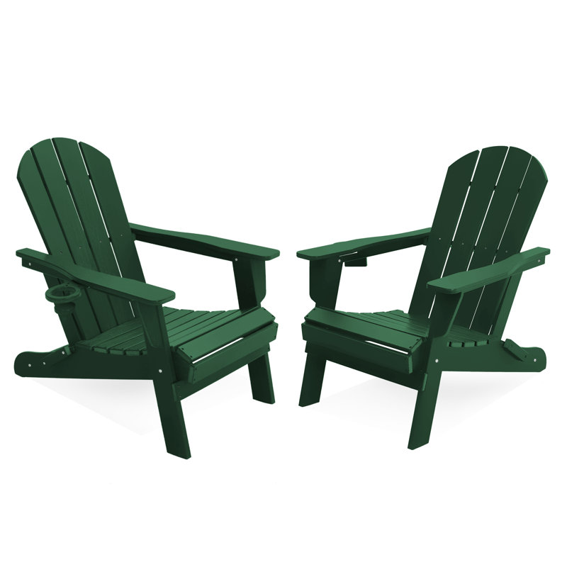 Folding Resin Adirondack Chairs (set Of 2), Dark Green