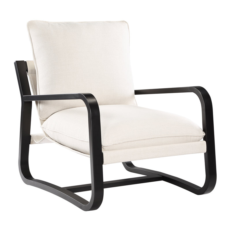 Fauteuil en avoine de 23,75 po de largeur avec structure en bronze et base rembourrée, Beige