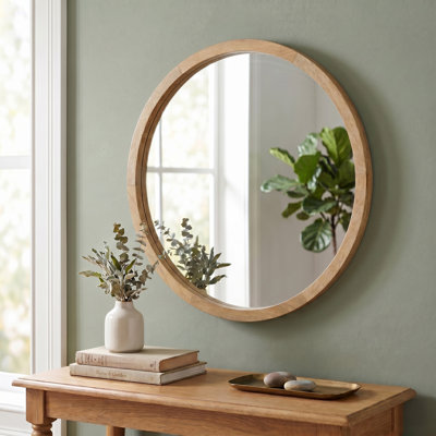 Braynt Solid Wood Round Wall Mirror