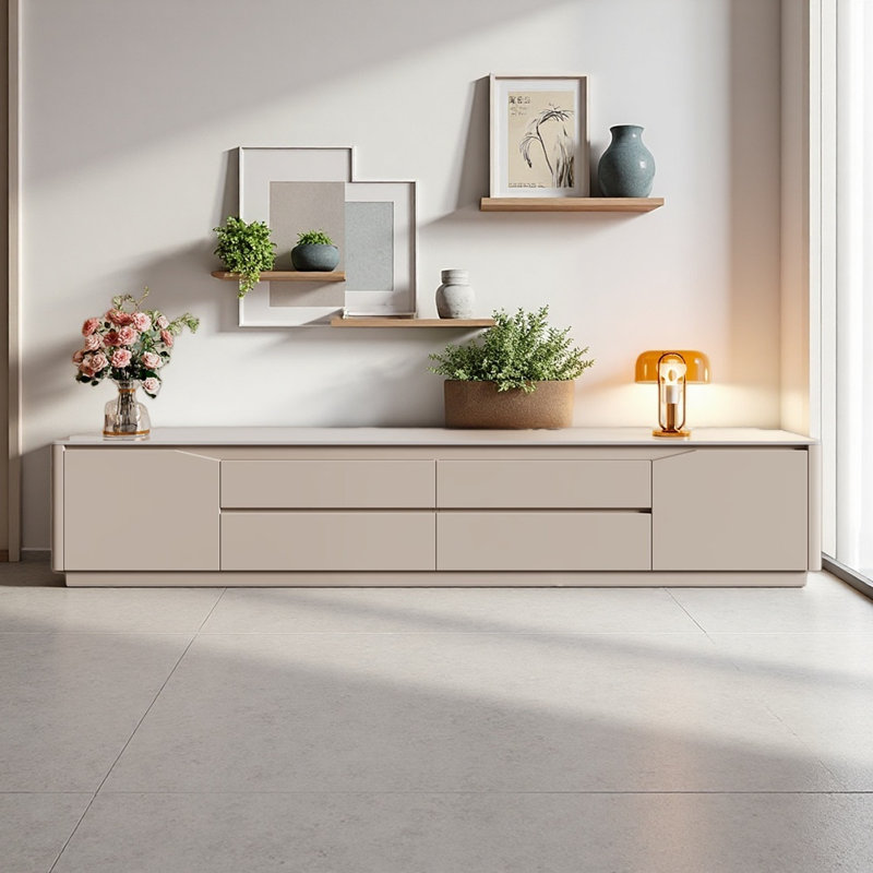 Meuble télé moderne et simple, Kaki / blanc, H 19,69 po x L 78,74 po x l 15,75 po