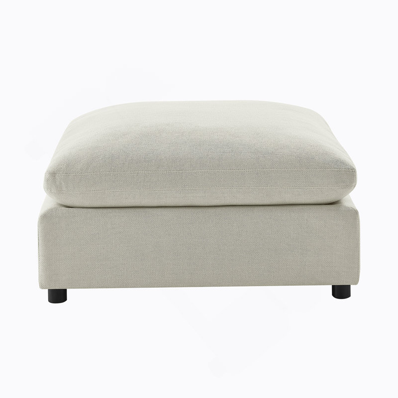 Cassandra Beige Fabric 40 In. Square Ottoman, Beige
