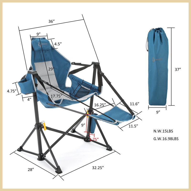 Chaise hamac pliante, Blanc / Bleu