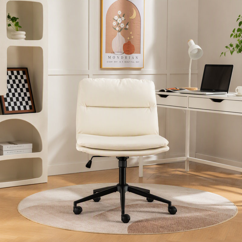 Fauteuil de bureau / chaise de coiffeuse / siège large / pivotant réglable Bizerte, White