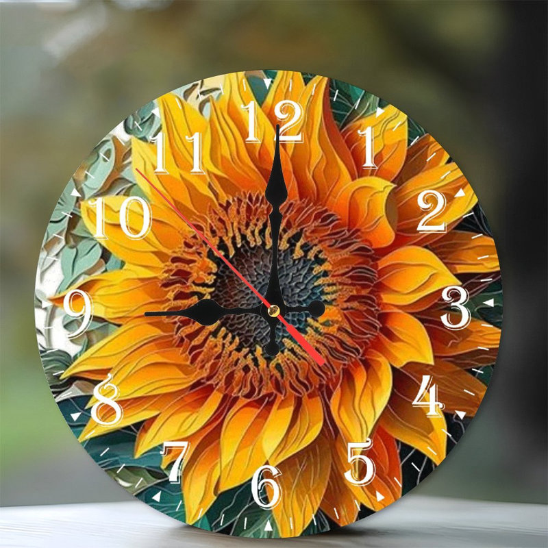 Horloge murale en bois 10 po, mouvement silencieux, à piles (piles AA non incluses), décor artistique, parfait pour les décorations