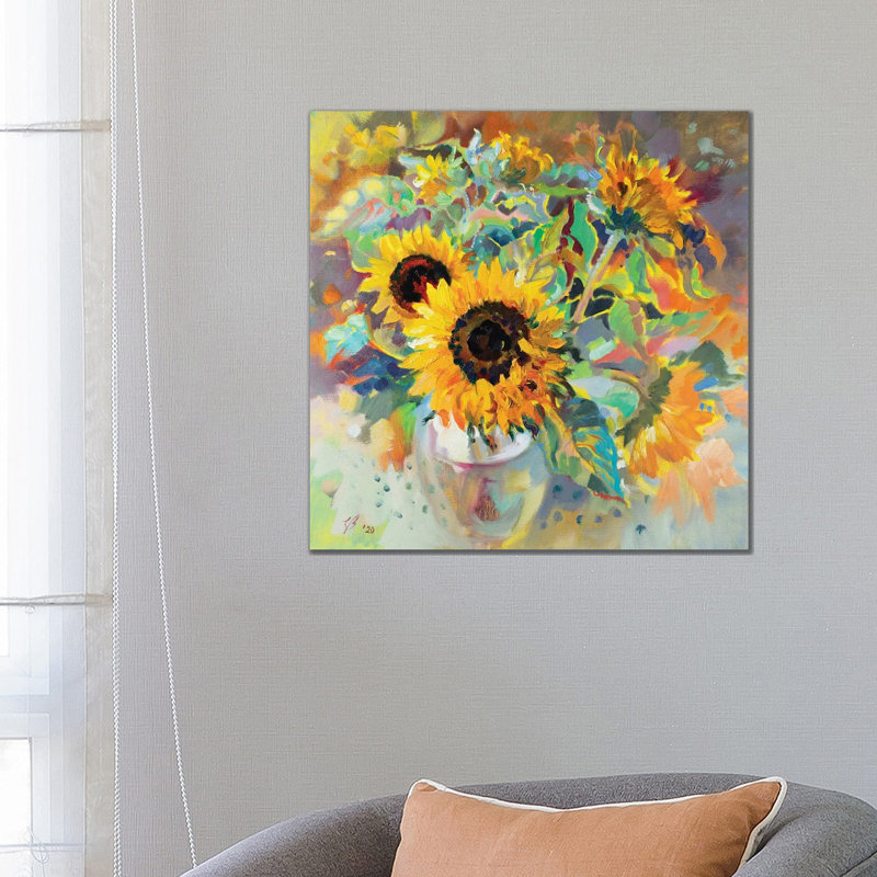Sunflowers by Katharina Valeeva - Wrapped Canvas Painting, 66.04 cm H x 66.04 cm W x 1.91 cm D