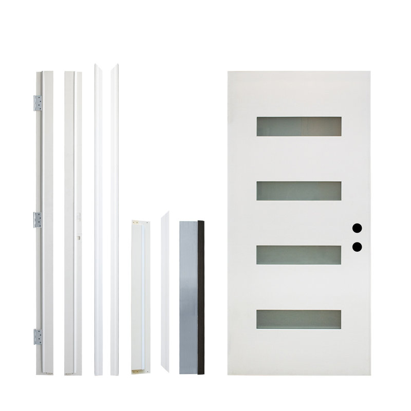 Porte d'entrée 32 po x 80 po en fibre de verre blanche avec cadre, ensemble d'assemblage vers le bas à gauche