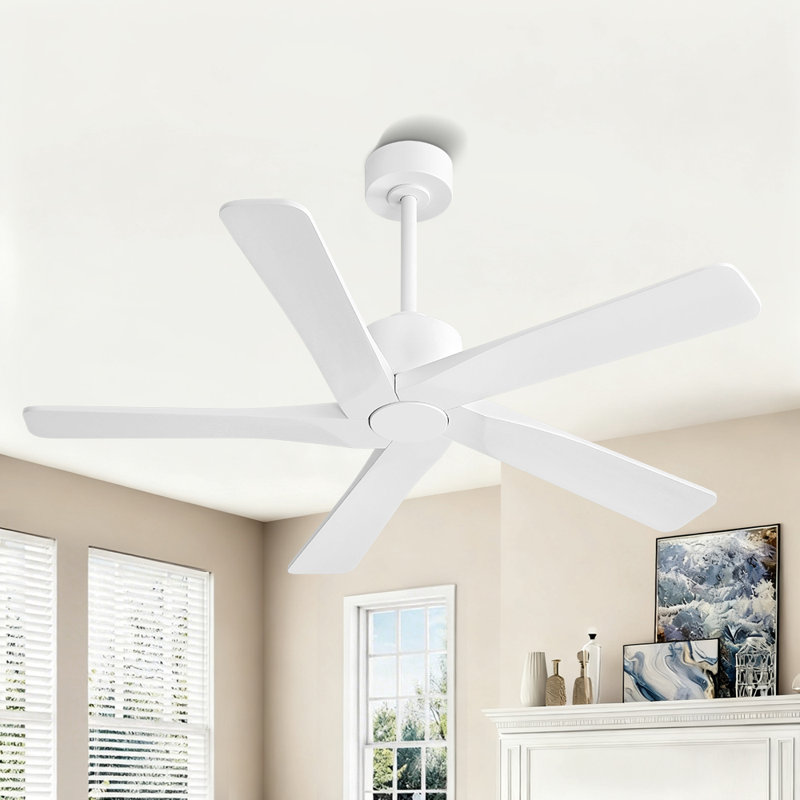 Ventilateur de plafond d'intérieur à 5 pales Baun avec télécommande, Blanc, Blanc, 48"