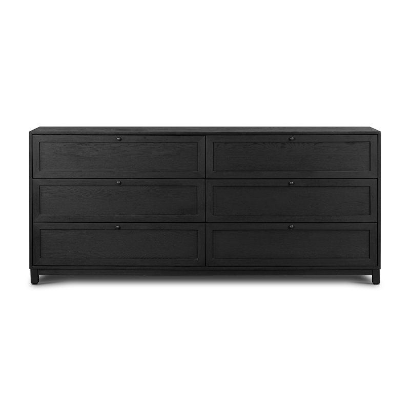 Commode double 6 tiroirs Sonata, Noir mat dérivé