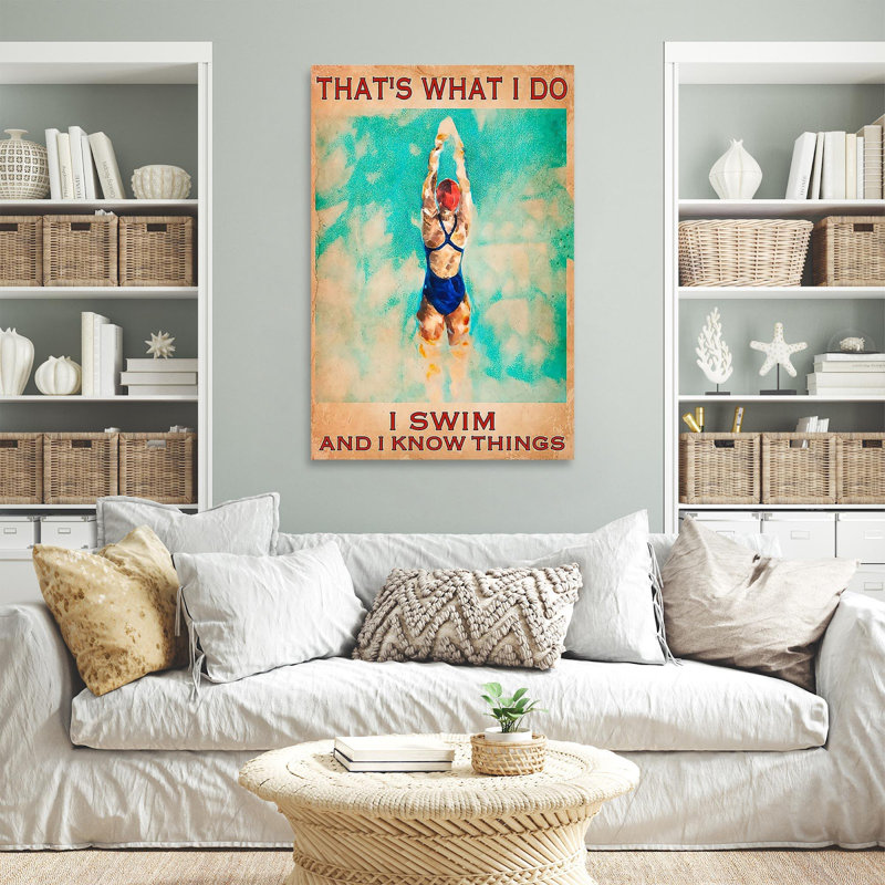 «Natation I Swim and I Know Things», impression sur toile tendue, H 36 po x l 24 po x P 1,25 po