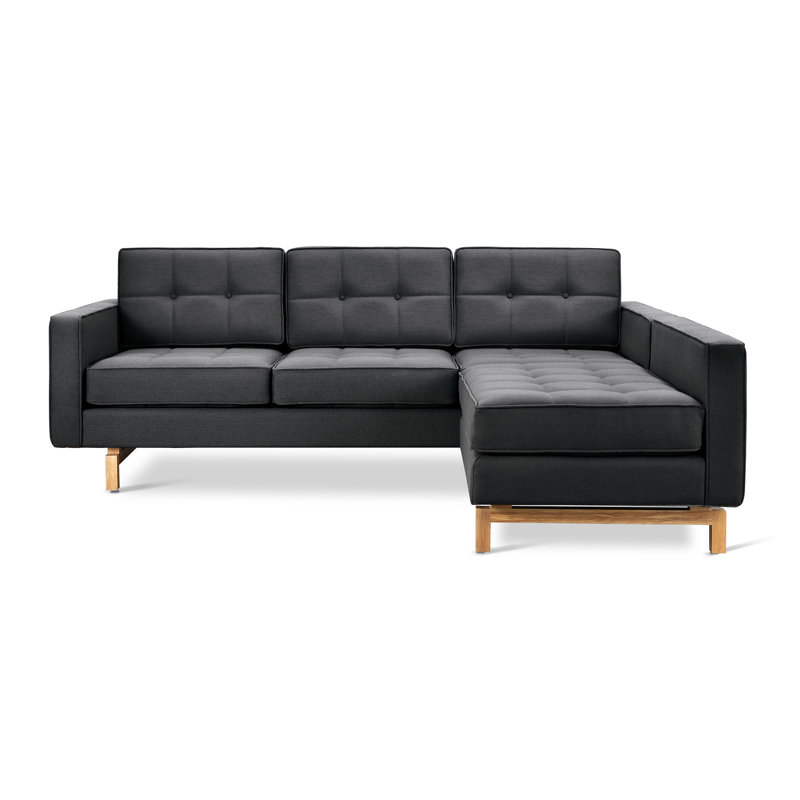 Jane 2 Chaise Sectional, Bayview Silver Performance Twill, Ash Natural