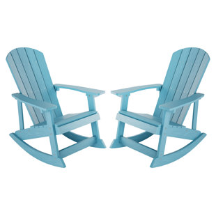 Outdoor Rocking Chair,Adirondack Rocking Chair,Patio Rocker Chair With Wide Back,Oversized Rocker Chair Look Like Real Wood(Set Of 2)