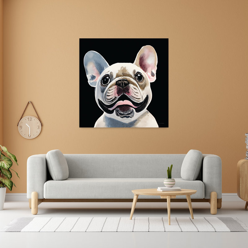 Art contemporain avec bouledogue, H 48 po x l 48 po