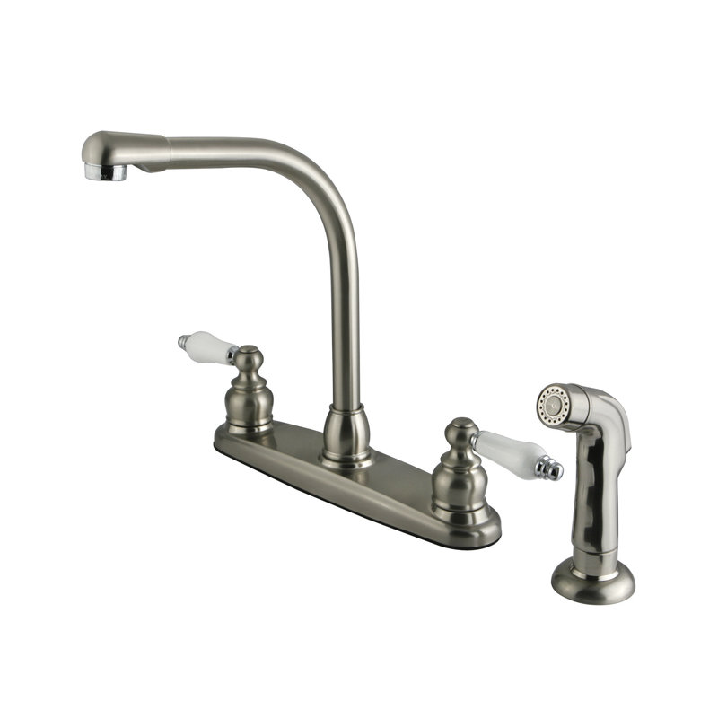 Victorian Hot & Cold Water Dispenser with Side Spray, Satin Nickel/Polished Chrome
