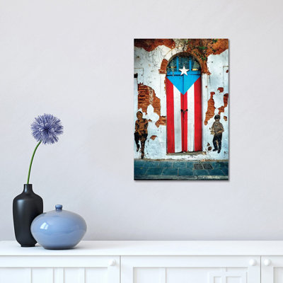 Puerto Rican Flag Door 1 Piece Wrapped Canvas Wall Art