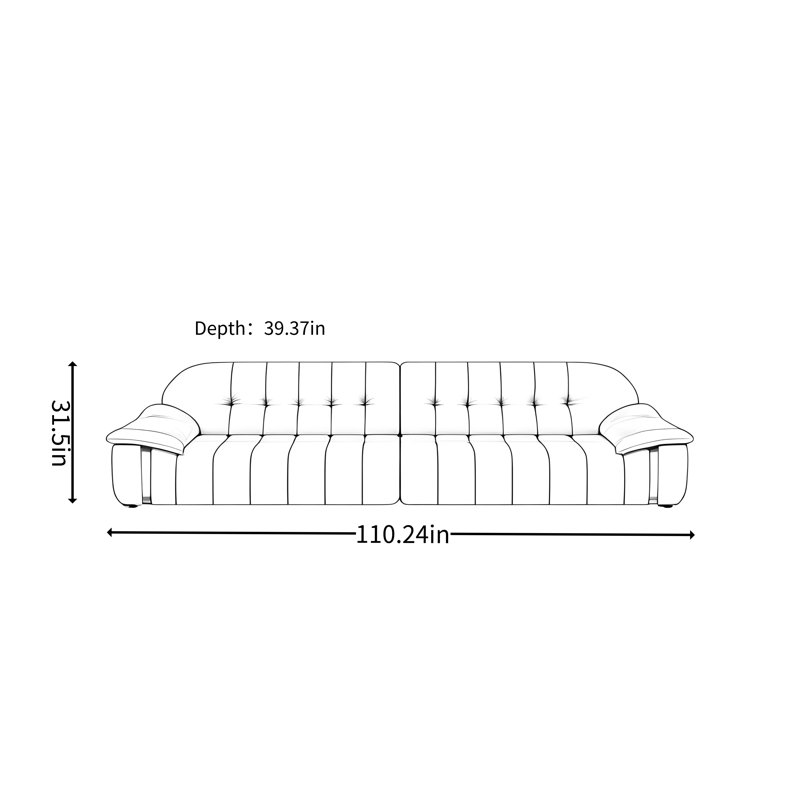 Minimalist Piano-Key Simple Sofa, Brown