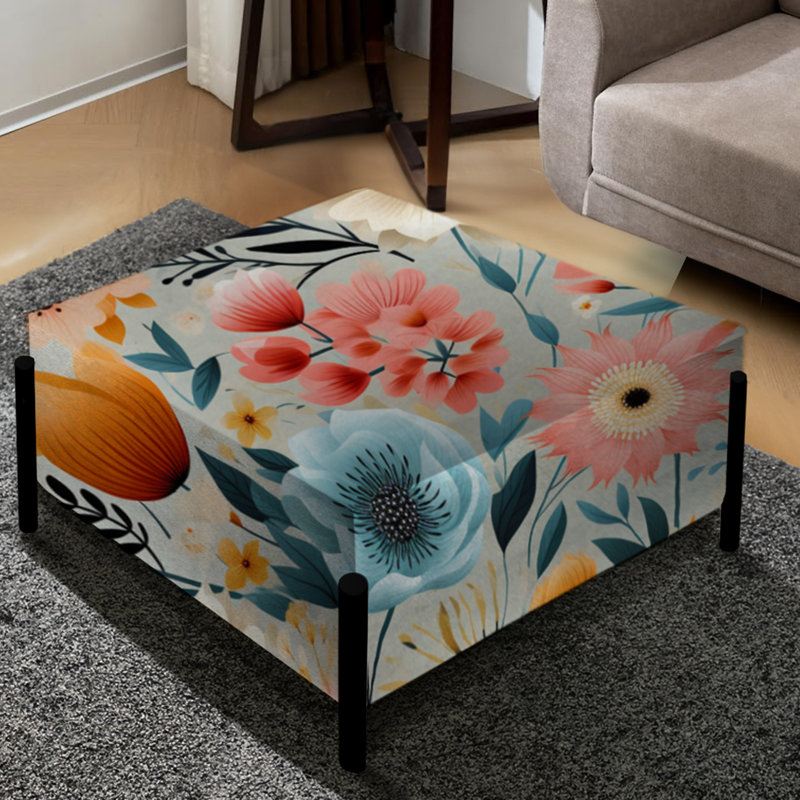 Playful Blooming Floral Motif - Grand repose-pieds carré floral