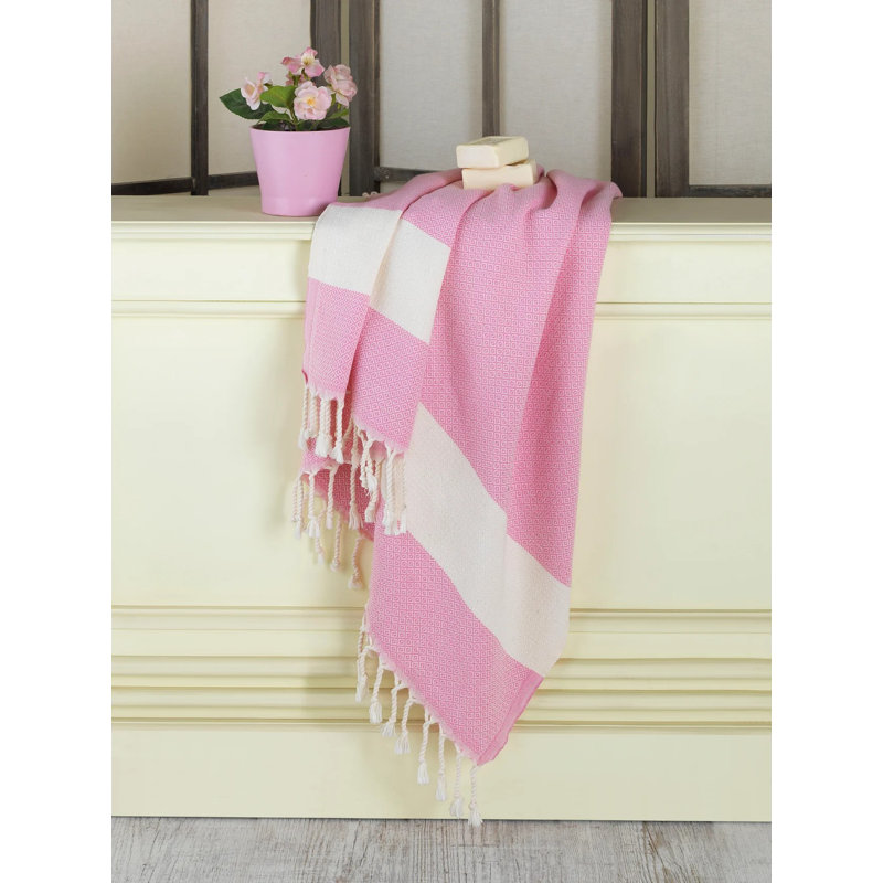 2-Pack Turkish Beach Towels, 100% Cotton Sand-Free Peshtemal Blanket, Pink