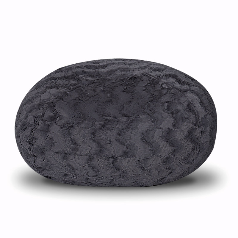 Cian Upholstered Accent Chair, Gray Faux Fur