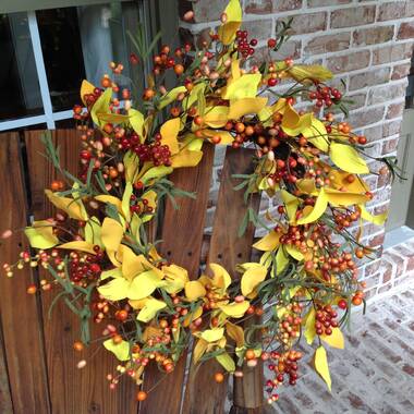  Huashen 24 Inch Winter Front Door Wreath Winter Berry