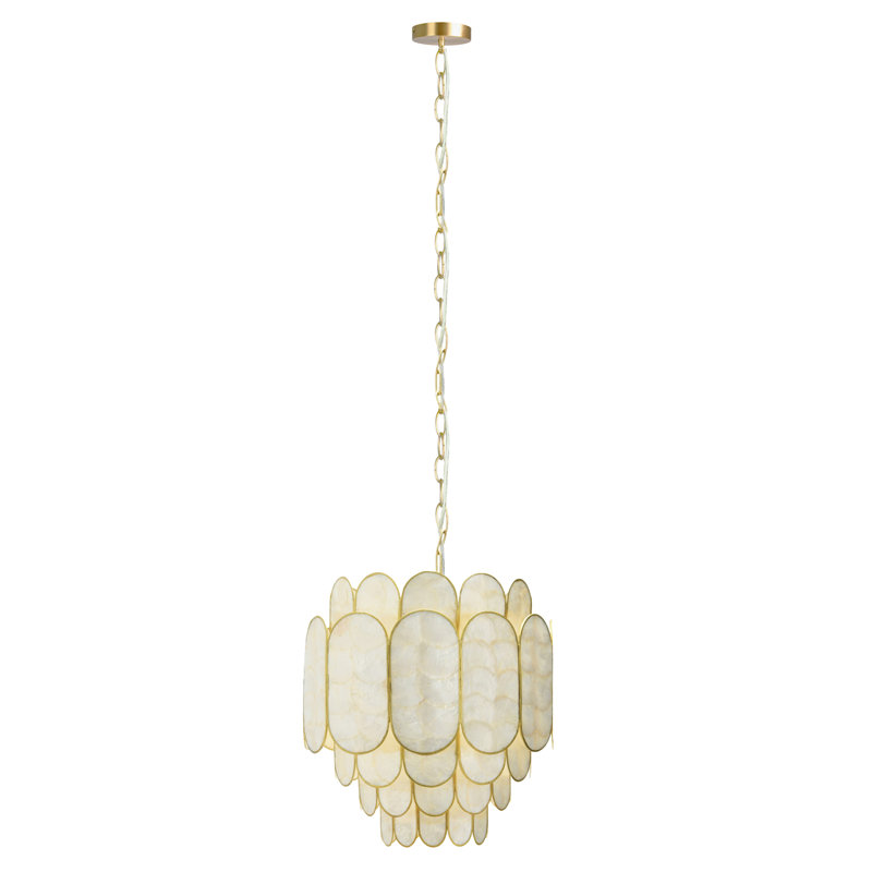 Abbington Gatsby 4-Tier Capiz and Metal Chandelier, Gold