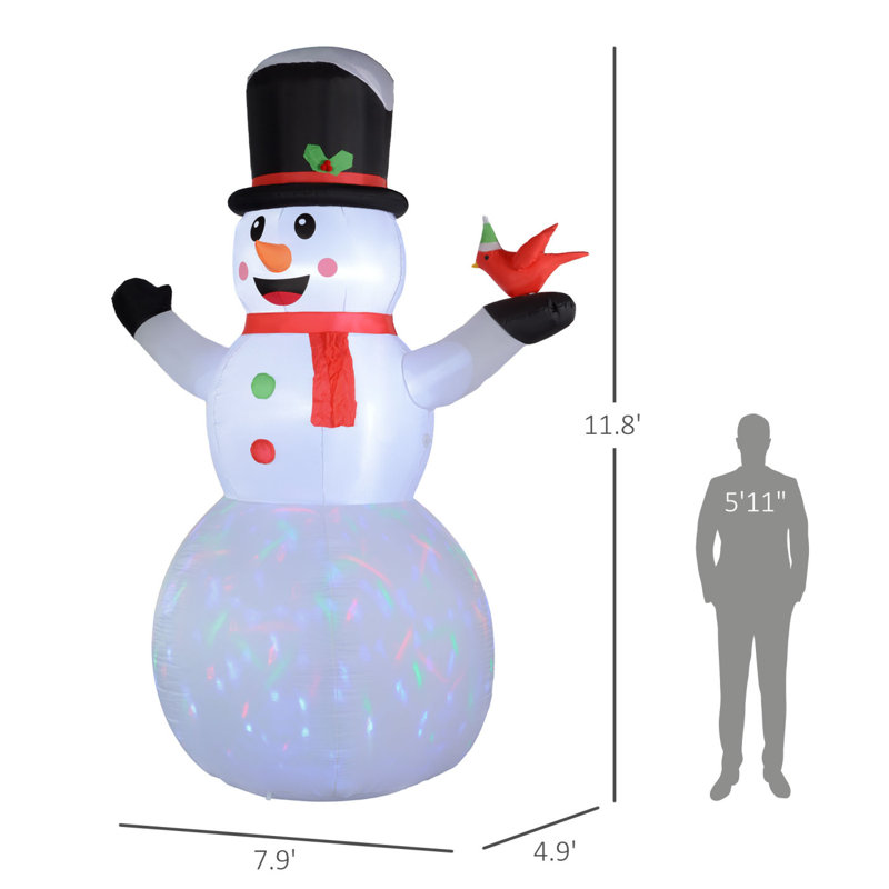 Bonhomme de neige gonflable de Noël, bonhomme de neige gonflable géant avec lumière DEL colorée rotative pour l'intérieur, l'extérieur, la cour
