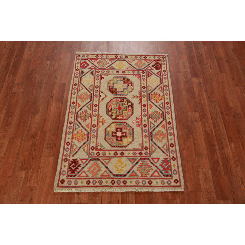 Geometric Kazak Handmade Accent Rug 3x4