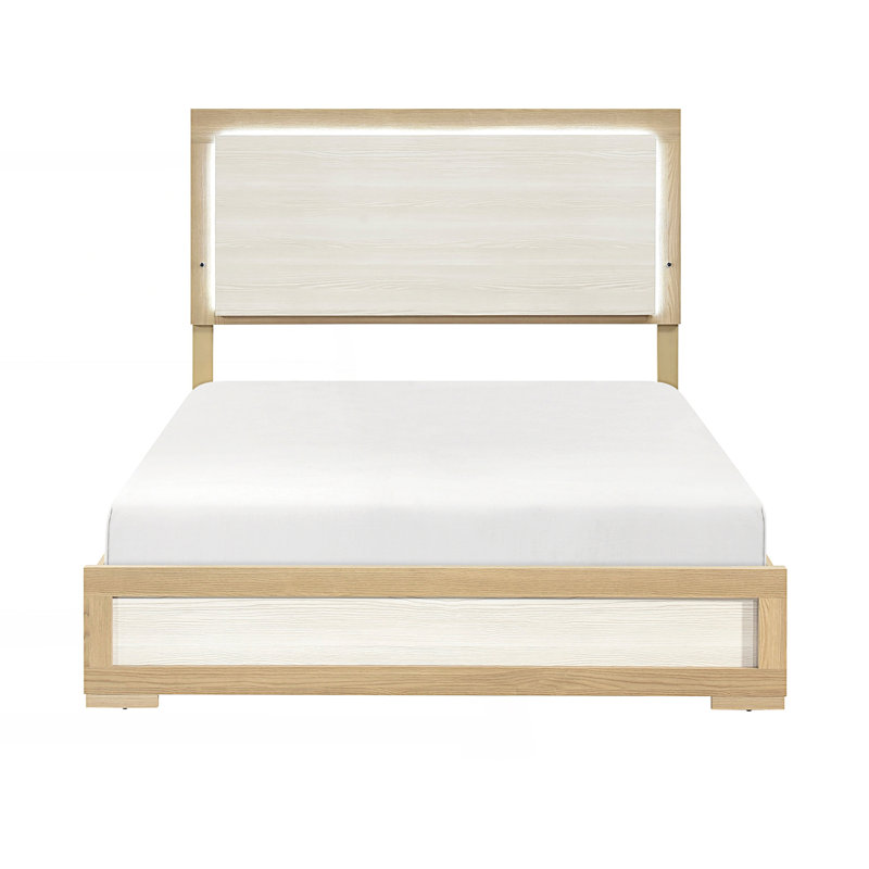 Contemporary Bed With LED Panel Headboard, Queen
