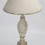 Lampe de table rustique rétro avec abat-jour blanc et bleu vieilli, base élégante, hauteur 28,54 po